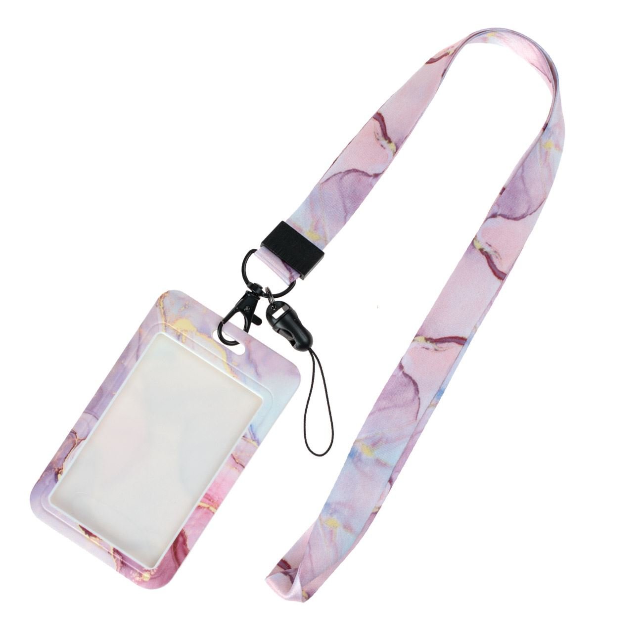 Ecuson legitimatie, model marble, snur roz, dimensiune 8.5 x 5cm, detasabil - imagine 3